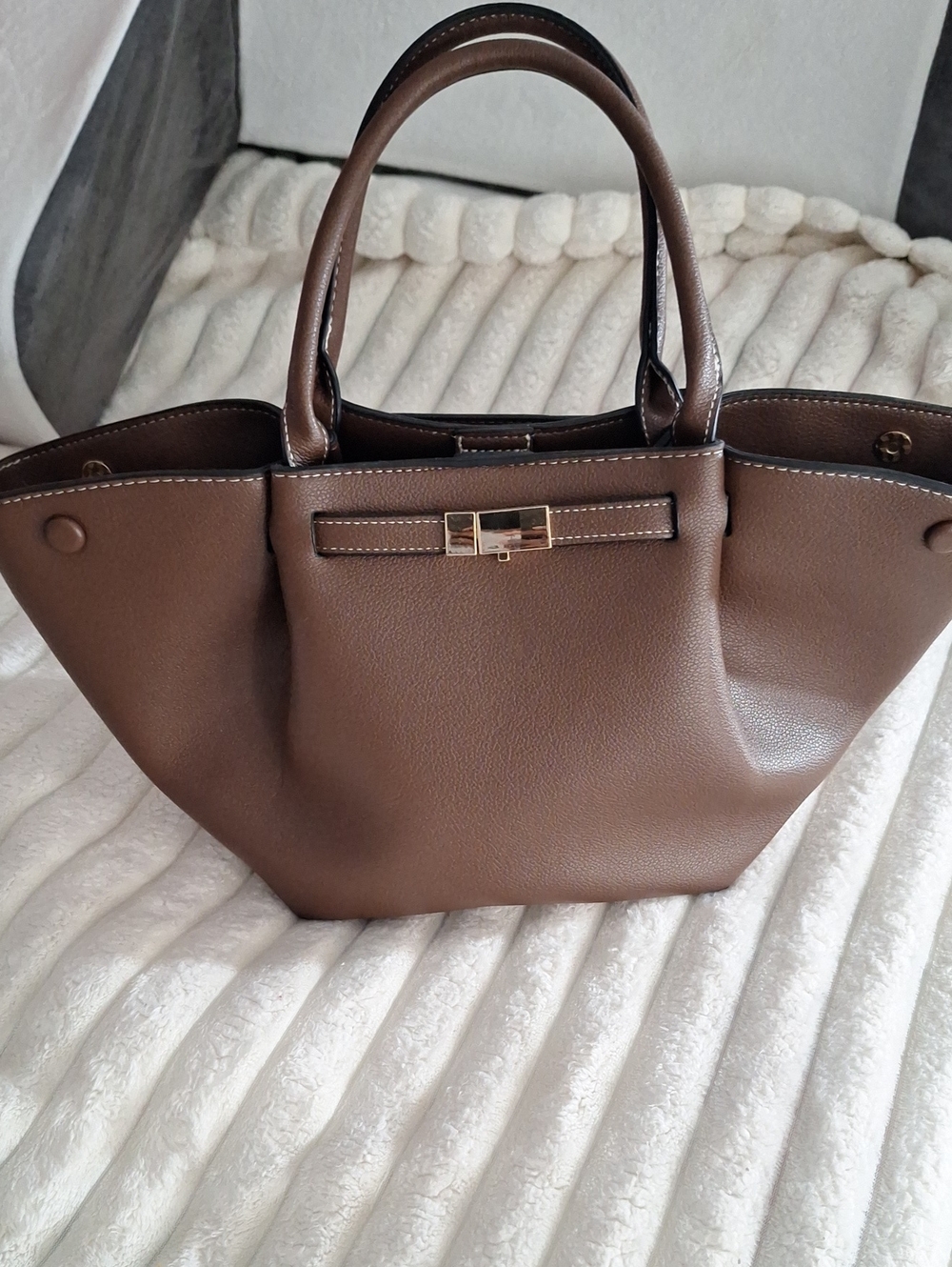 Brown Women's Structured Tote Bag